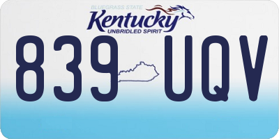 KY license plate 839UQV