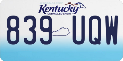 KY license plate 839UQW