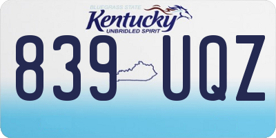 KY license plate 839UQZ