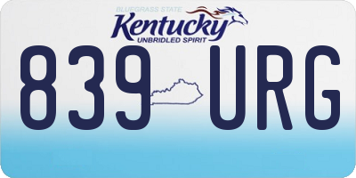 KY license plate 839URG