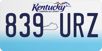 KY license plate 839URZ