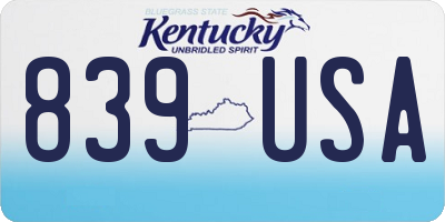 KY license plate 839USA