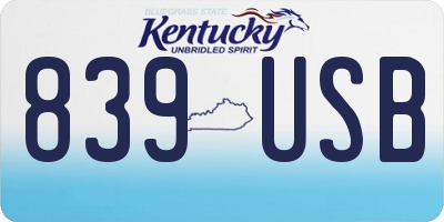 KY license plate 839USB