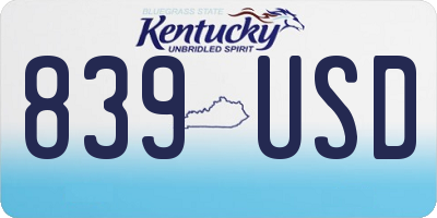 KY license plate 839USD