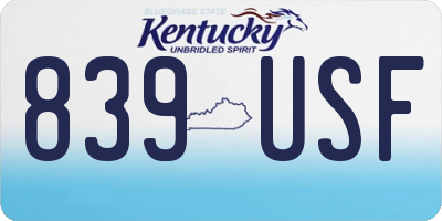 KY license plate 839USF