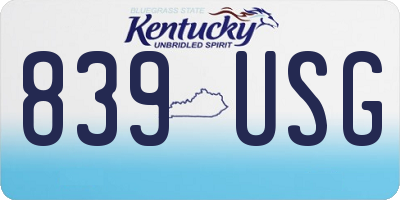 KY license plate 839USG
