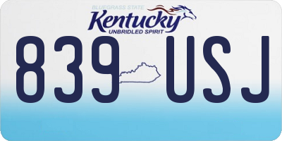 KY license plate 839USJ
