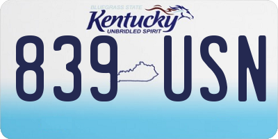 KY license plate 839USN