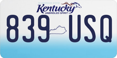 KY license plate 839USQ