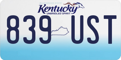 KY license plate 839UST