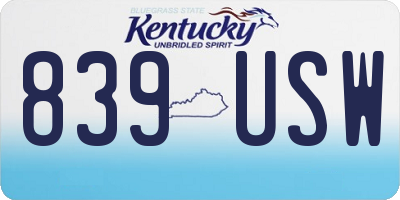 KY license plate 839USW