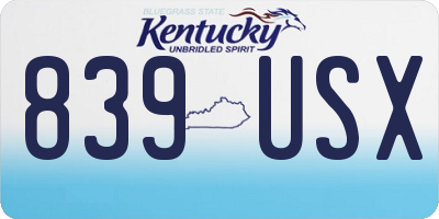 KY license plate 839USX