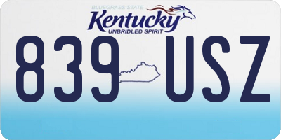 KY license plate 839USZ