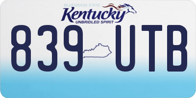 KY license plate 839UTB