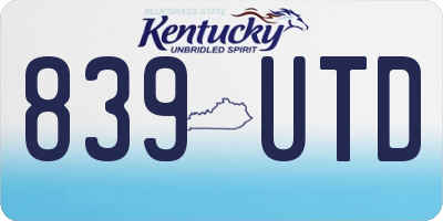 KY license plate 839UTD