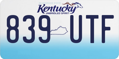 KY license plate 839UTF