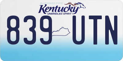 KY license plate 839UTN
