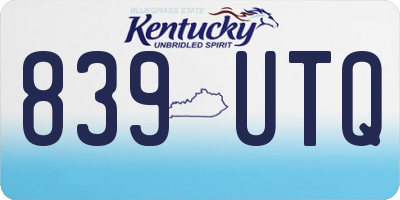 KY license plate 839UTQ