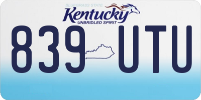 KY license plate 839UTU