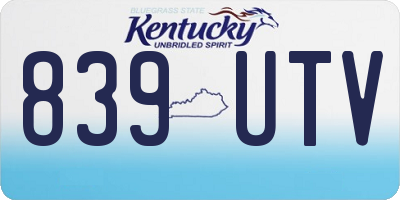 KY license plate 839UTV