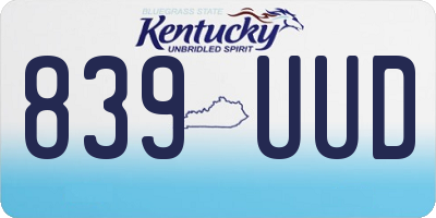 KY license plate 839UUD