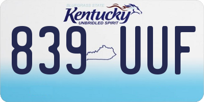 KY license plate 839UUF