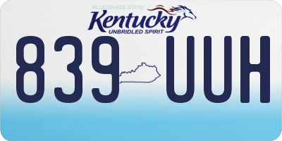 KY license plate 839UUH