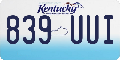 KY license plate 839UUI
