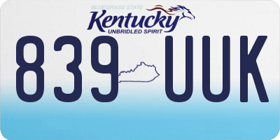 KY license plate 839UUK
