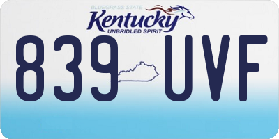 KY license plate 839UVF
