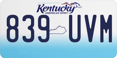 KY license plate 839UVM