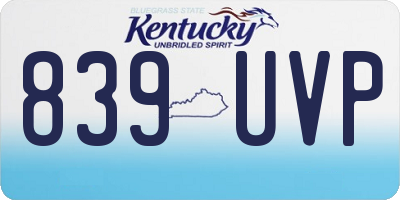 KY license plate 839UVP