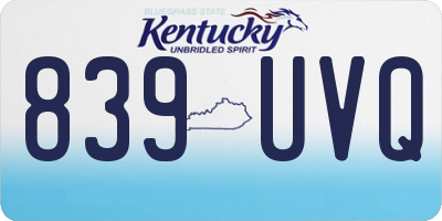 KY license plate 839UVQ