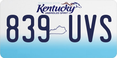 KY license plate 839UVS