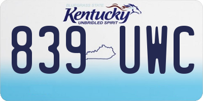 KY license plate 839UWC