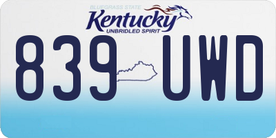KY license plate 839UWD
