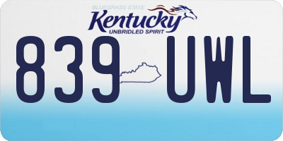 KY license plate 839UWL