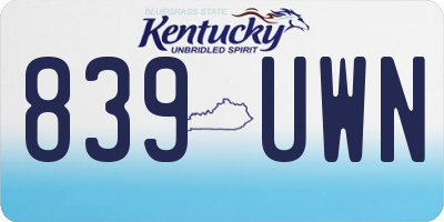 KY license plate 839UWN