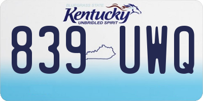 KY license plate 839UWQ