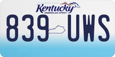 KY license plate 839UWS
