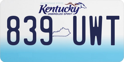 KY license plate 839UWT