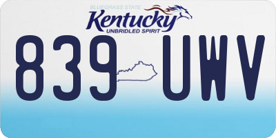 KY license plate 839UWV