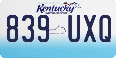 KY license plate 839UXQ
