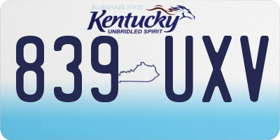 KY license plate 839UXV