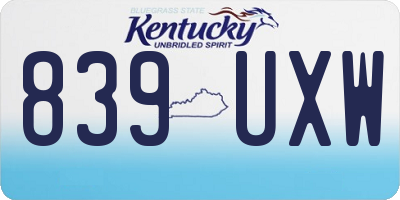 KY license plate 839UXW