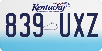 KY license plate 839UXZ