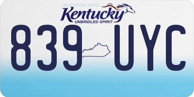 KY license plate 839UYC