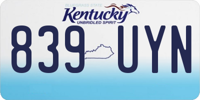 KY license plate 839UYN