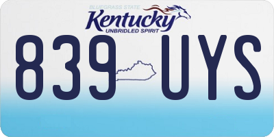 KY license plate 839UYS