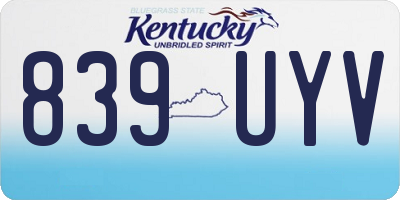 KY license plate 839UYV